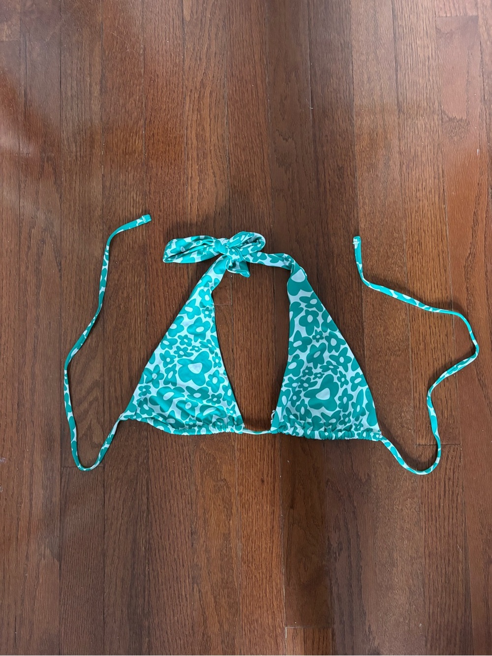 Garage Turquoise Floral Triangle Bikini Top